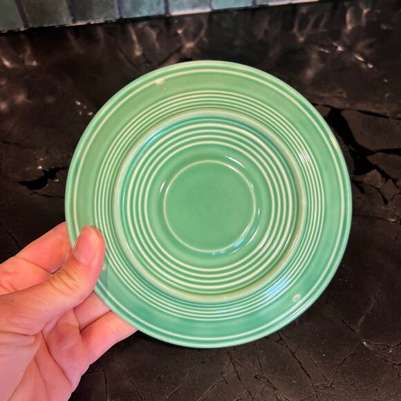 Vintage Fiestaware Fiesta Ring Handle Cup & Saucer Green - Picture 4 of 7